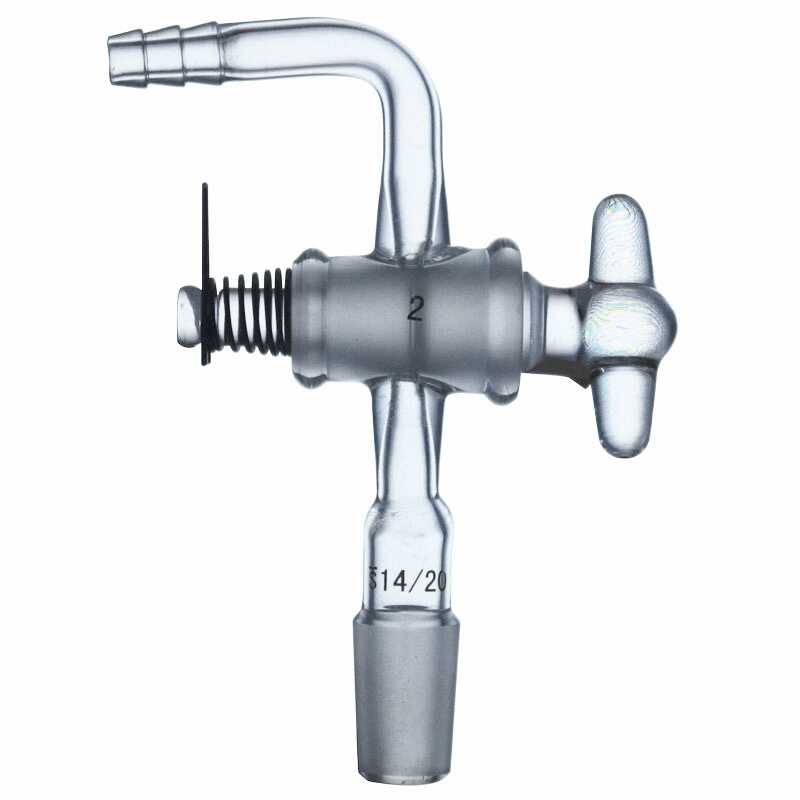 Glass Vacuum Flow-control Adapter Bent with Glass Stopcock & Male Joint - Scienmart