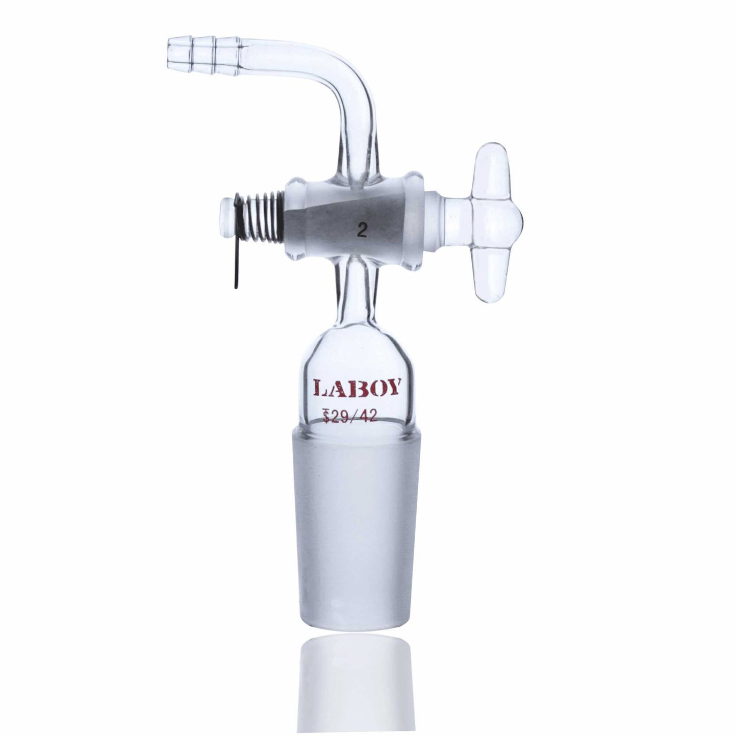 Glass Flow-Control Adapter 90Dgr 29/42 Bent With Glass Stopcock