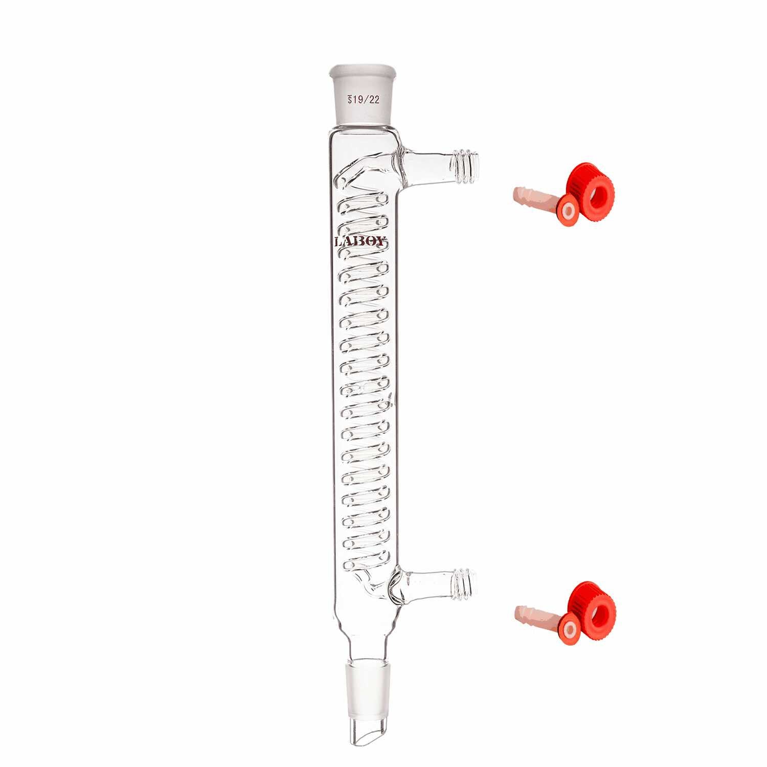 Coiled Condenser 100mm In Jacket Length 14/20 With Removable Hose Connections