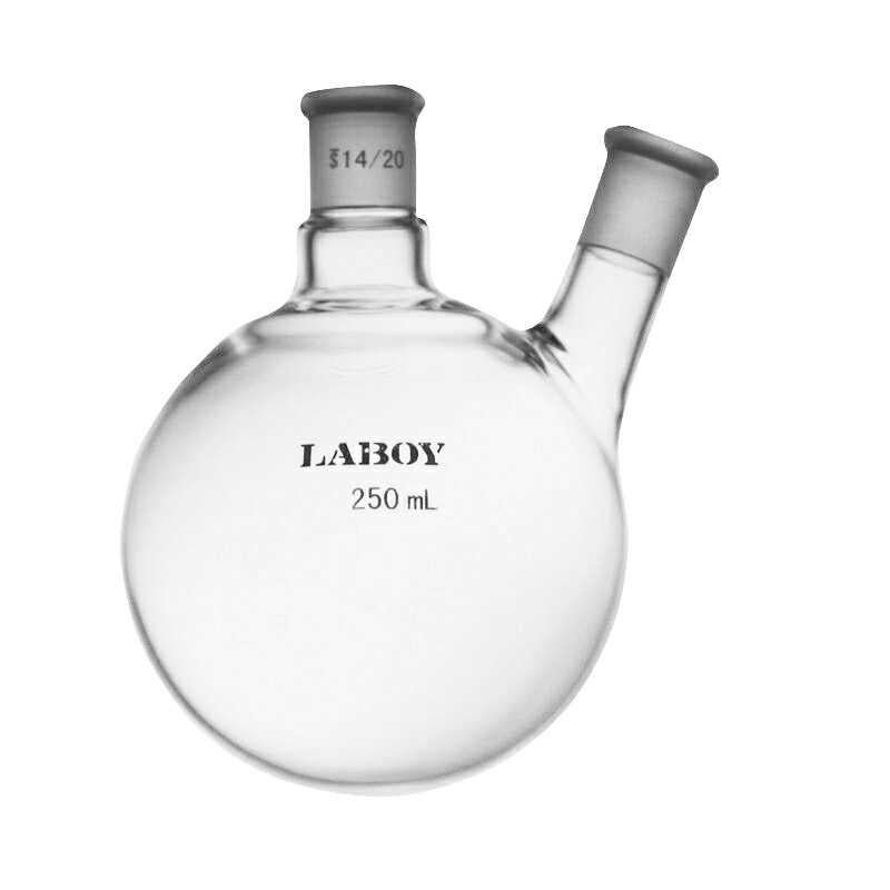 Glass 2 neck Round Bottom Boiling Flask Angled with Standard Taper Joints - Scienmart