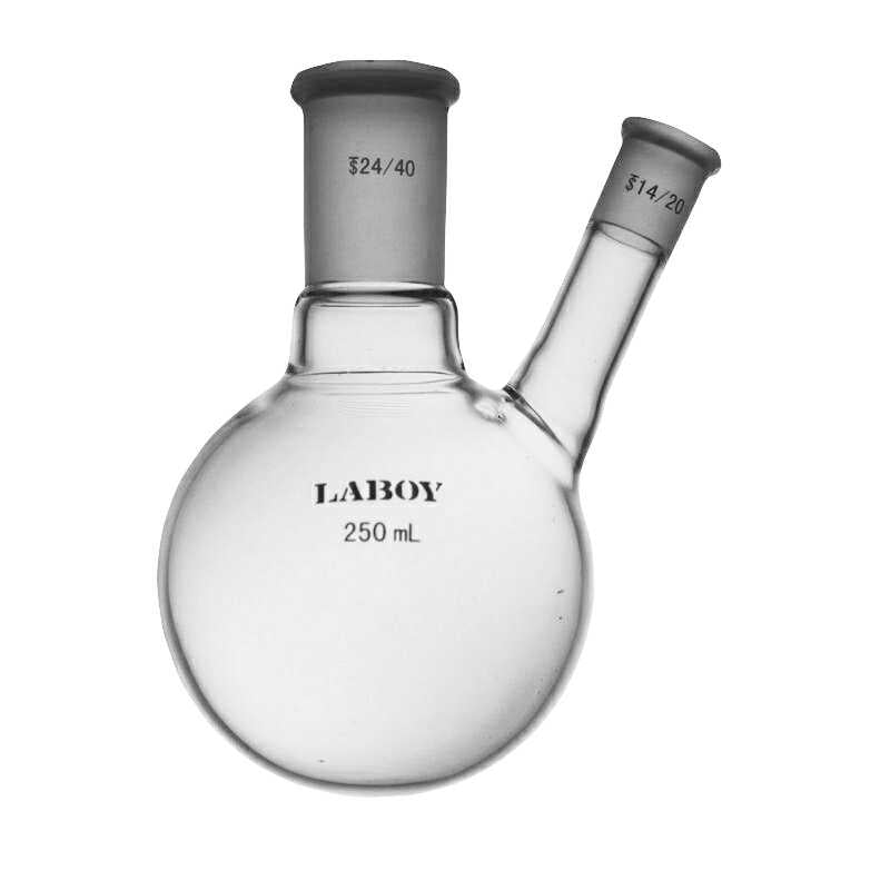 Glass 2 neck Round Bottom Boiling Flask Angled with Standard Taper Joints - Scienmart