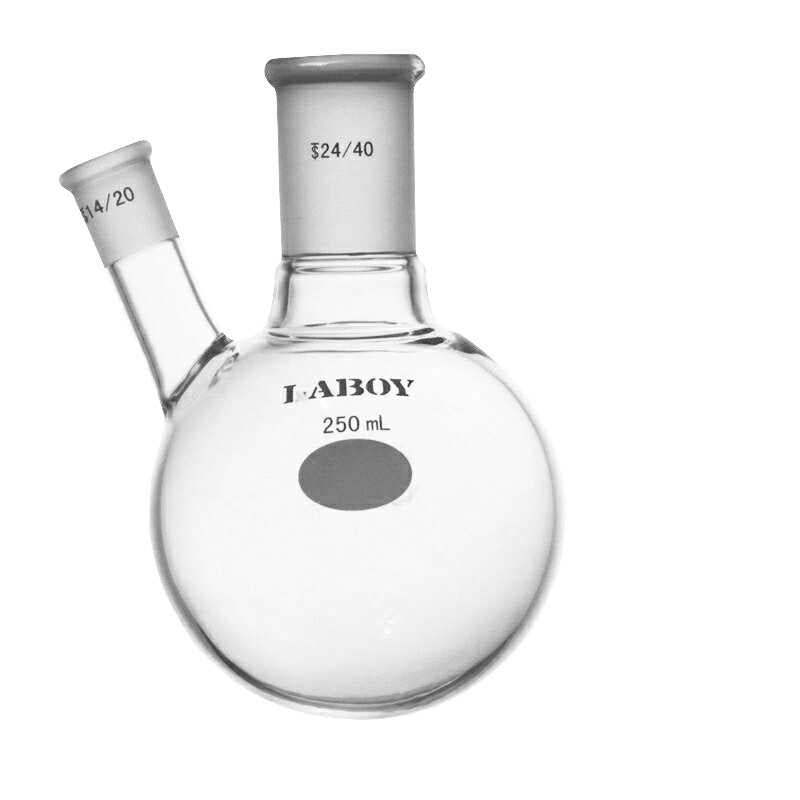 Glass 2 neck Round Bottom Boiling Flask Angled with Standard Taper Joints - Scienmart