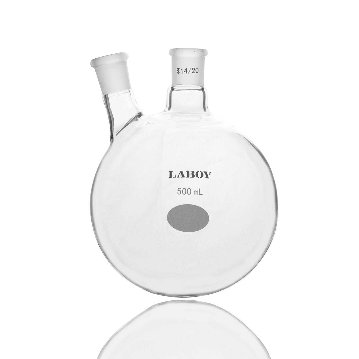 Glass 2 neck Round Bottom Boiling Flask Angled with Standard Taper Joints - Scienmart