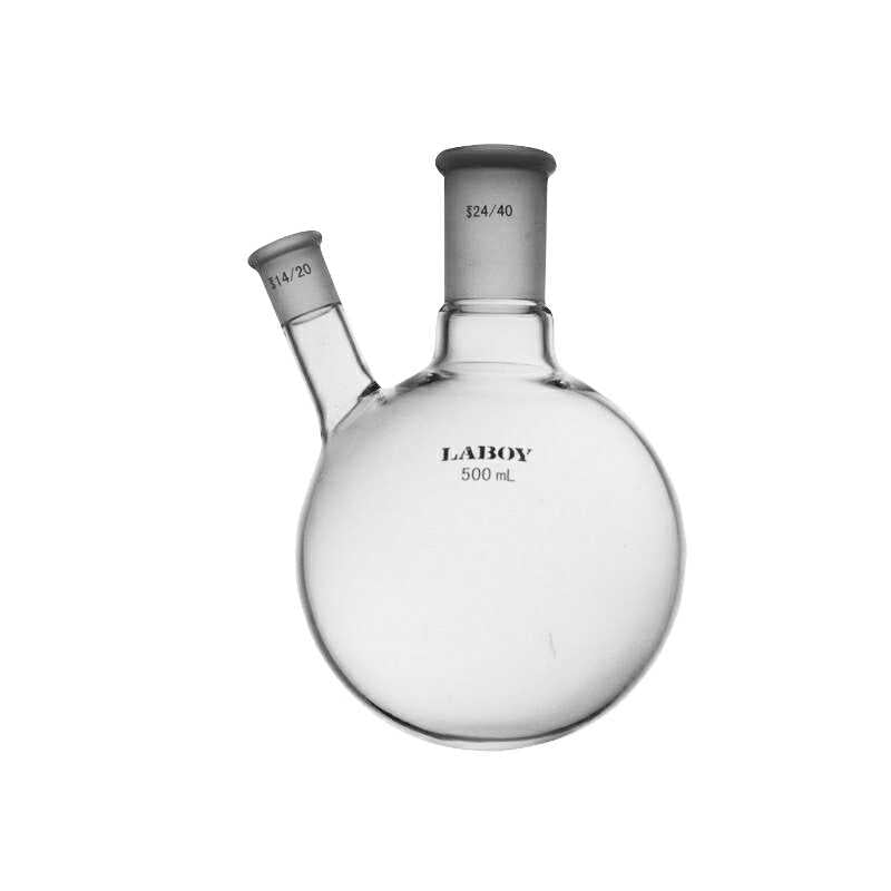 Glass 2 neck Round Bottom Boiling Flask Angled with Standard Taper Joints - Scienmart