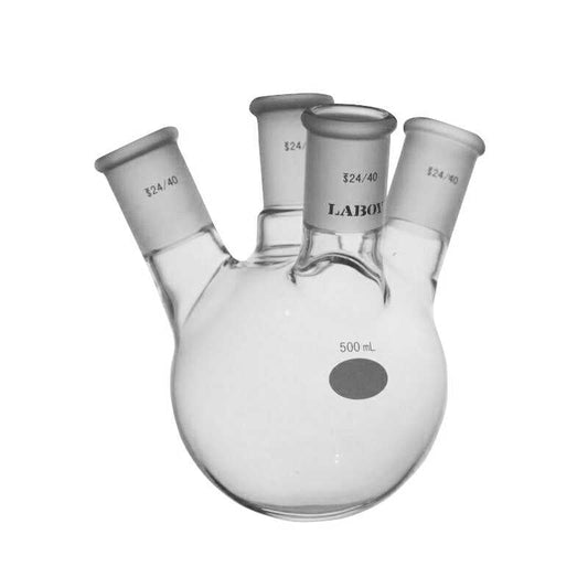 Four-Neck Angled Rb Boiling Flask 500mL With 24/40 Center & Side Joints