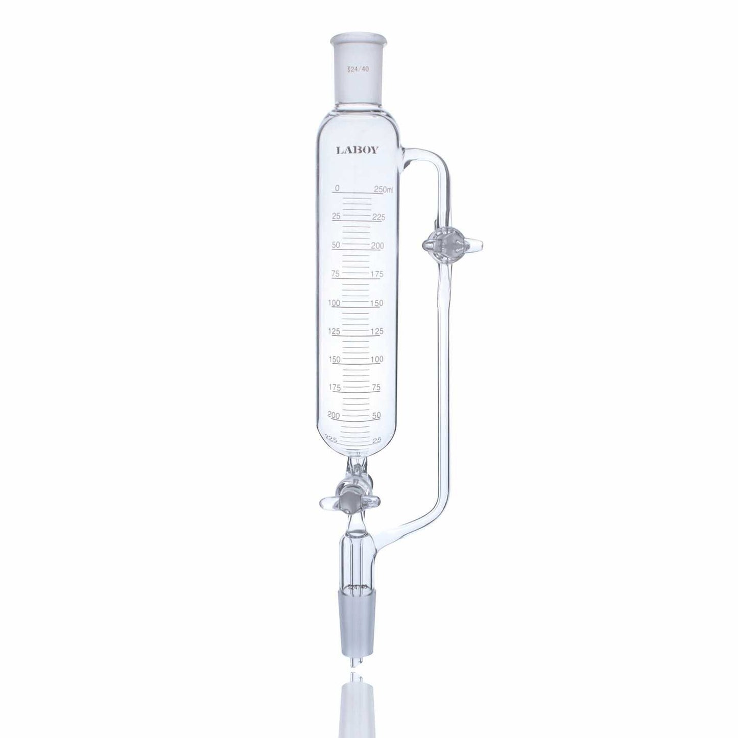 Pressure Equalizing Funnel 250mL W/ 24/40 Joints And Two Glass Stopcocks