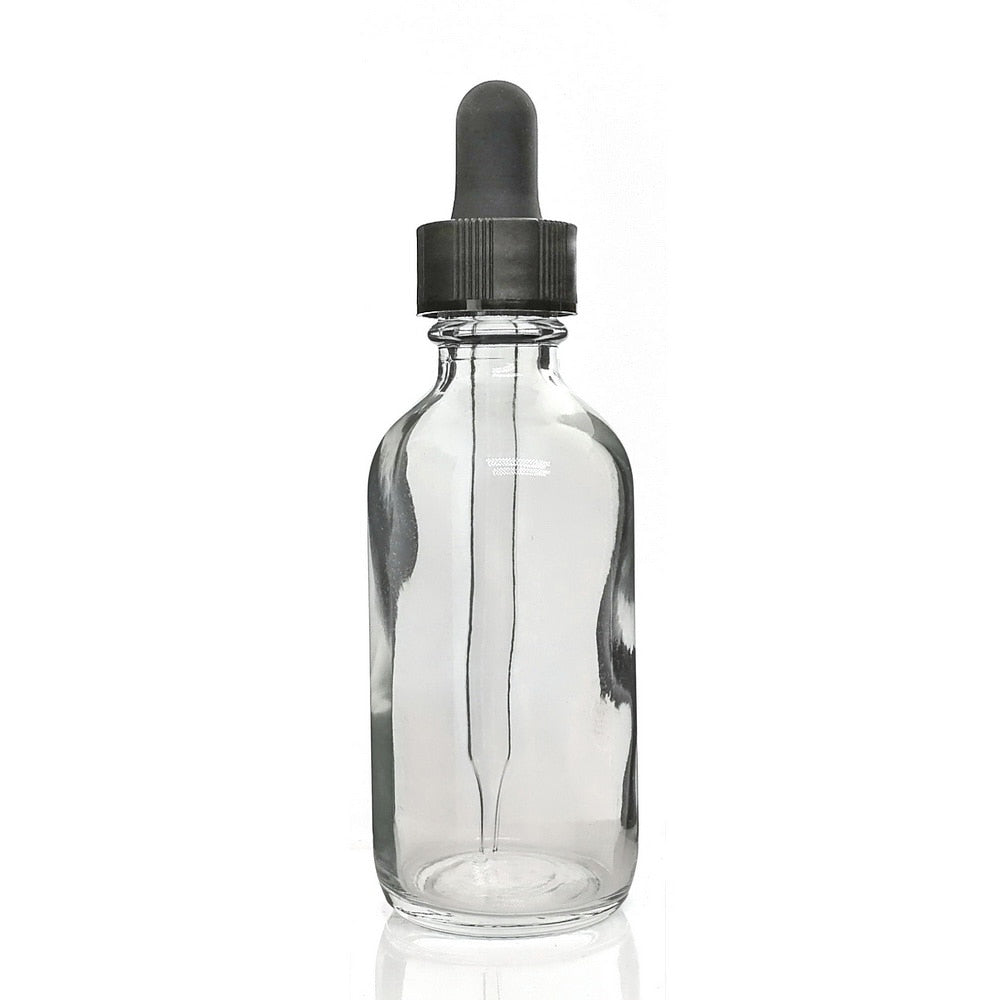 2 Oz 60ml Clear Glass Bottles with Glass Eye Dropper Pipette for Essential oils Chemistry Lab Chemicals 12pcs - Scienmart