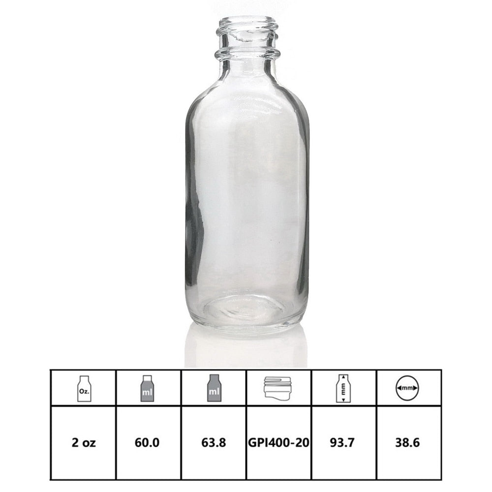 2 Oz 60ml Clear Glass Bottles with Glass Eye Dropper Pipette for Essential oils Chemistry Lab Chemicals 12pcs - Scienmart