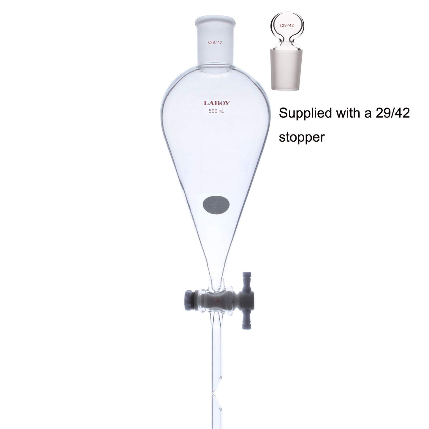 Laboy Glass 10mL Conical Separatory Funnel with 19/22 Joint at Top & 2mm PTFE Stopcock Pear Shaped Lab Glass Funnel Lab Glassware - Scienmart