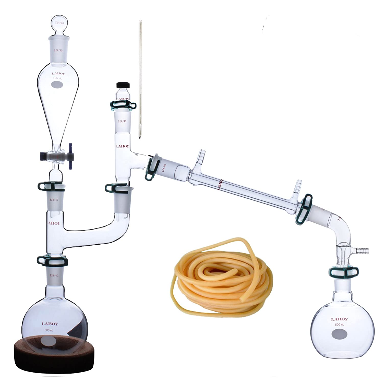 Laboy Glass Steam Distillation Apparatus Kit Distilling Set with Biomass Flask Essential Oil Extraction Maker Organic Chemistry Lab Glassware Equipment 25pcs - Scienmart