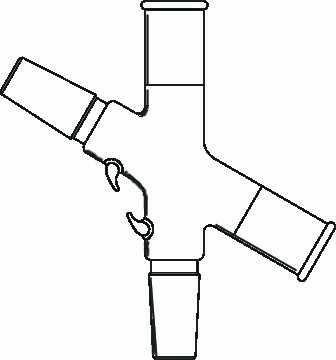 Four-Arm Connecting Adapter With Two 14/20 Female & Male Joints