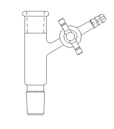 Glass Vacuum Flow-control Adapter with PTFE stopcock at 45DGR & 2 Joints - Scienmart