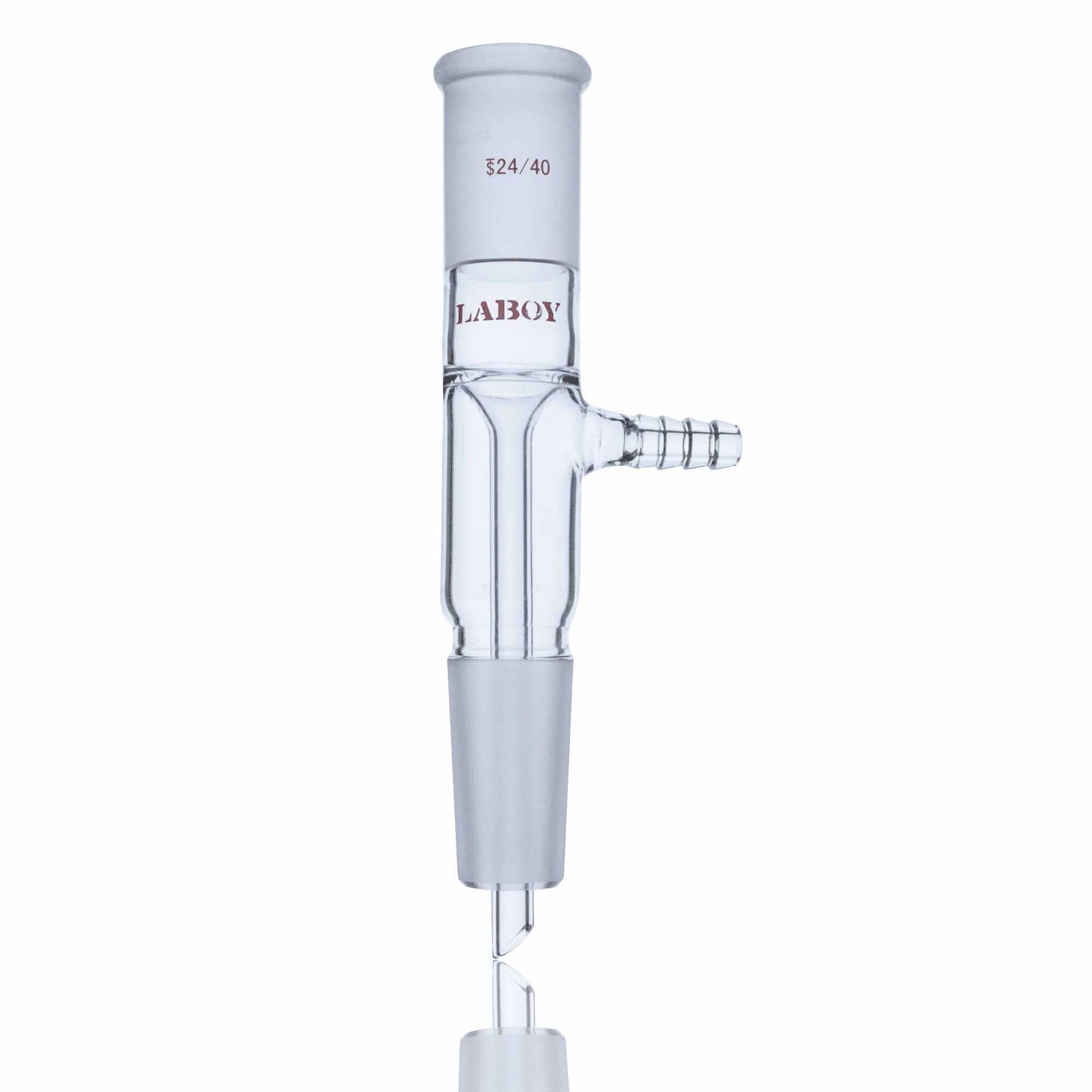 Glass Vacuum Take Off Vertical Adapter Short Stem With 24/40 Glass Joints