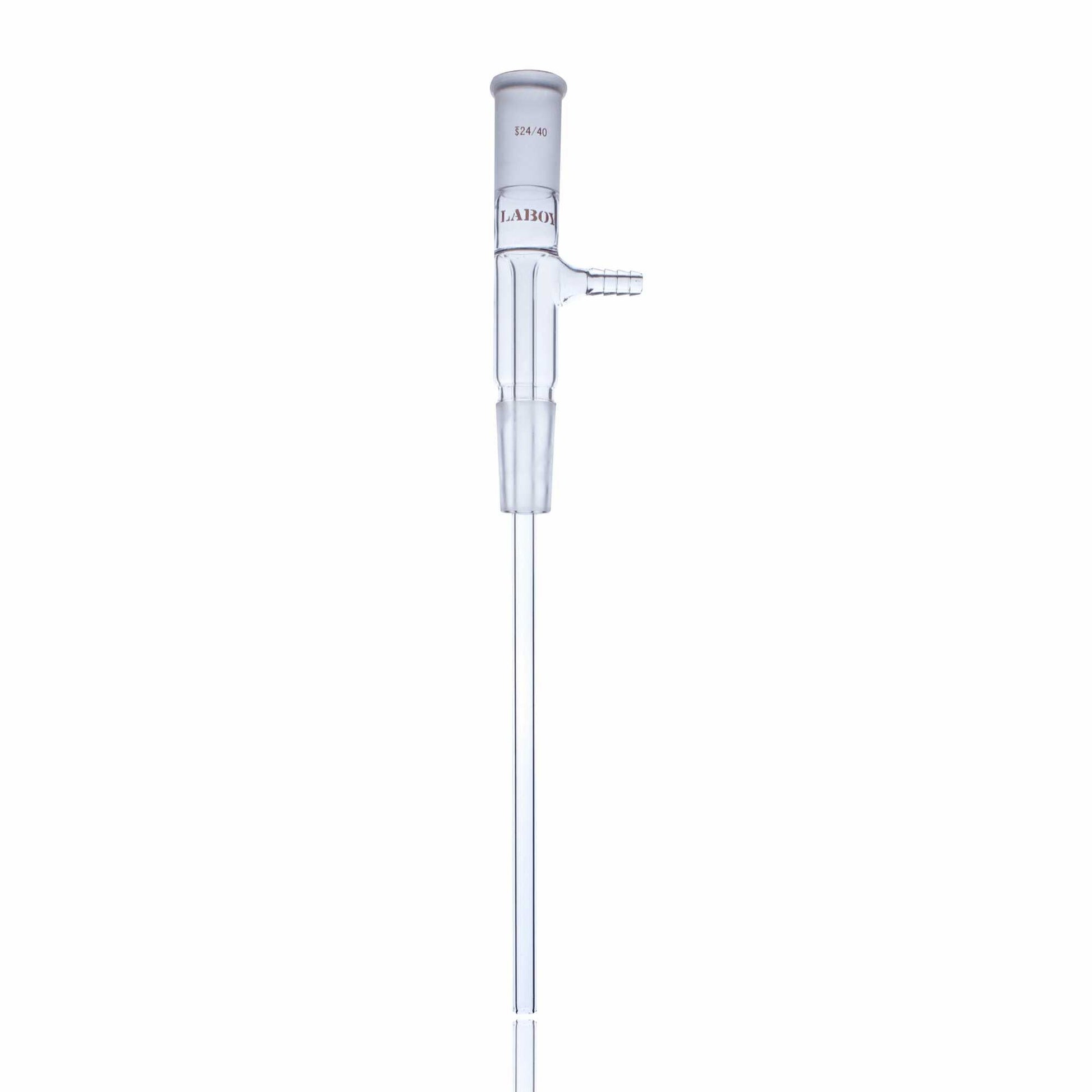 Glass Vacuum Take Off Vertical Adapter Long Stem With 24/40 Glass Joints