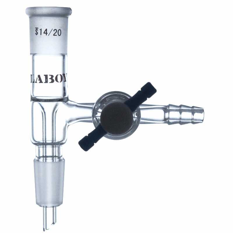 Glass Vacuum Take Off Vertical Adapter Short Stem with Side PTFE Stopcock - Scienmart