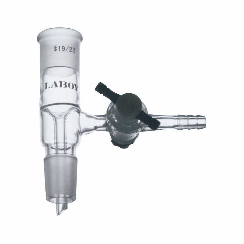 Glass Vacuum Take Off Vertical Adapter Short Stem with Side PTFE Stopcock - Scienmart