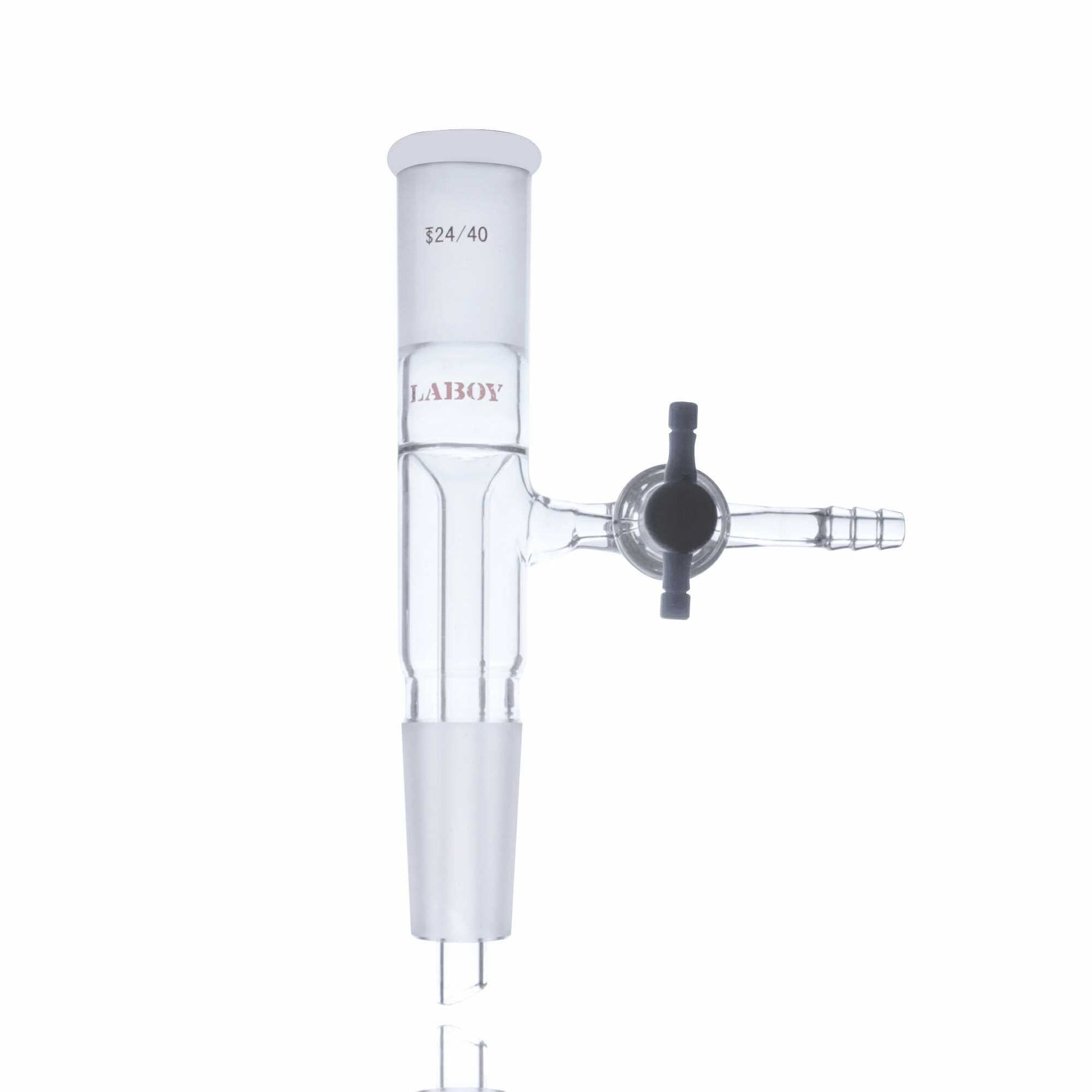 Glass Vacuum Take-Off Adapter Vertical 24/40 With Side PTFE Stopcock