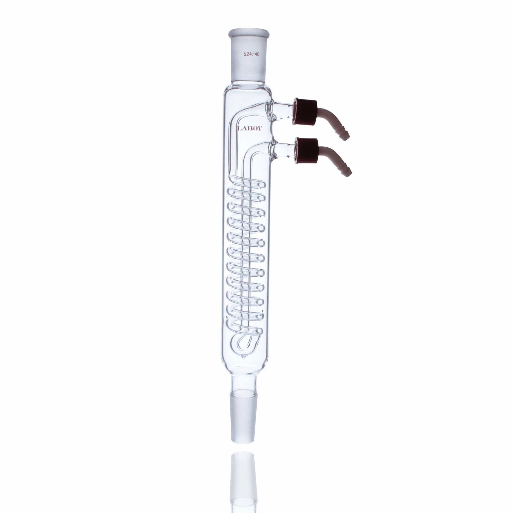 Reflux Condenser Large Cooling Capacity 300mm In Overall Height 24/40 With Removable Hose Connections