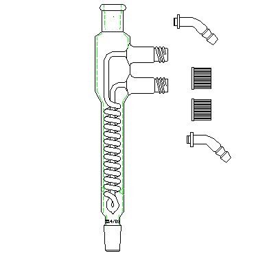 Reflux Condenser 100mm In Coil Length 14/20 With Removable Hose Connections