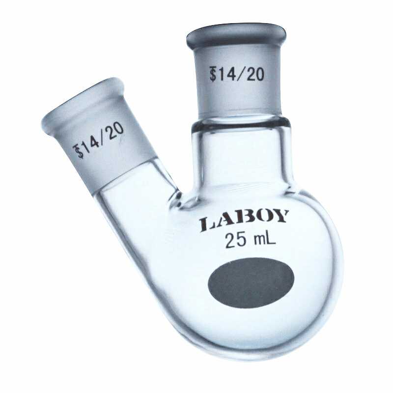 Glass 2 neck Round Bottom Boiling Flask Angled with Standard Taper Joints - Scienmart