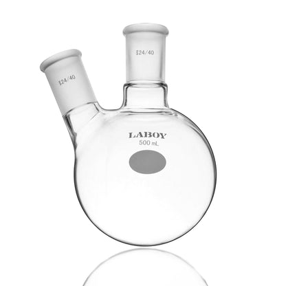 Glass 2 neck Round Bottom Boiling Flask Angled with Standard Taper Joints - Scienmart