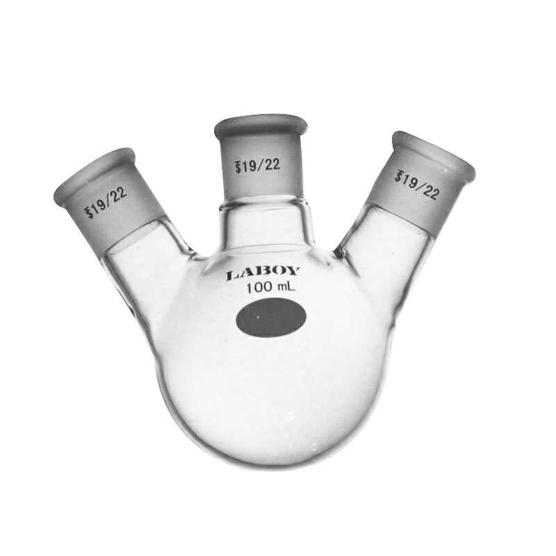 Glass 3 neck Round Bottom Flask Angled with Standard Taper Joints - Scienmart