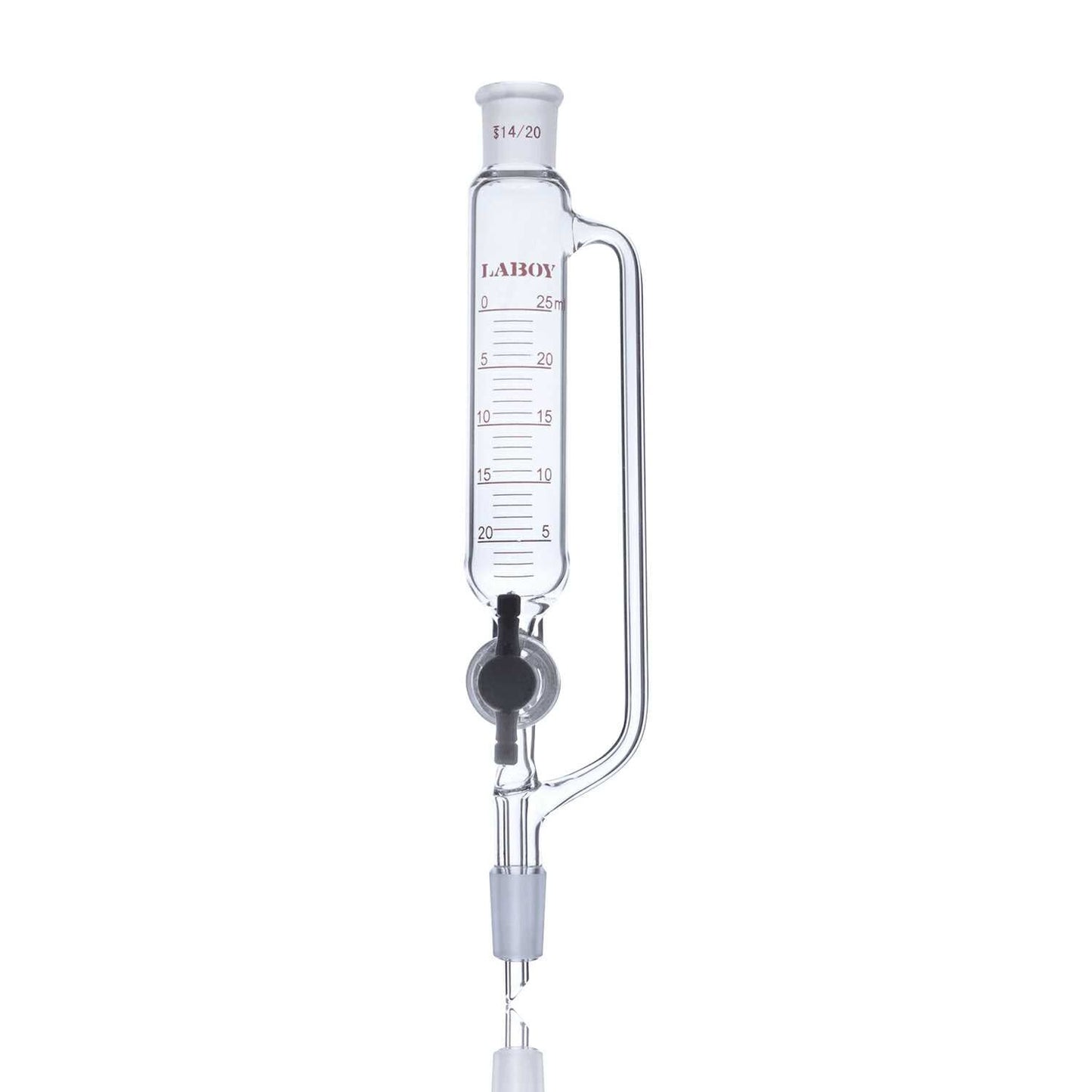 Laboy Glass Pressure-Equalizing Dropping Funnel with PTFE Stopcock and Standard Taper Joints