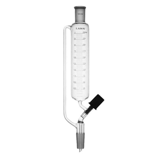 Pressure Equalizing Funnel 250mL W/ 24/40 Joints And High Vacuum Valve