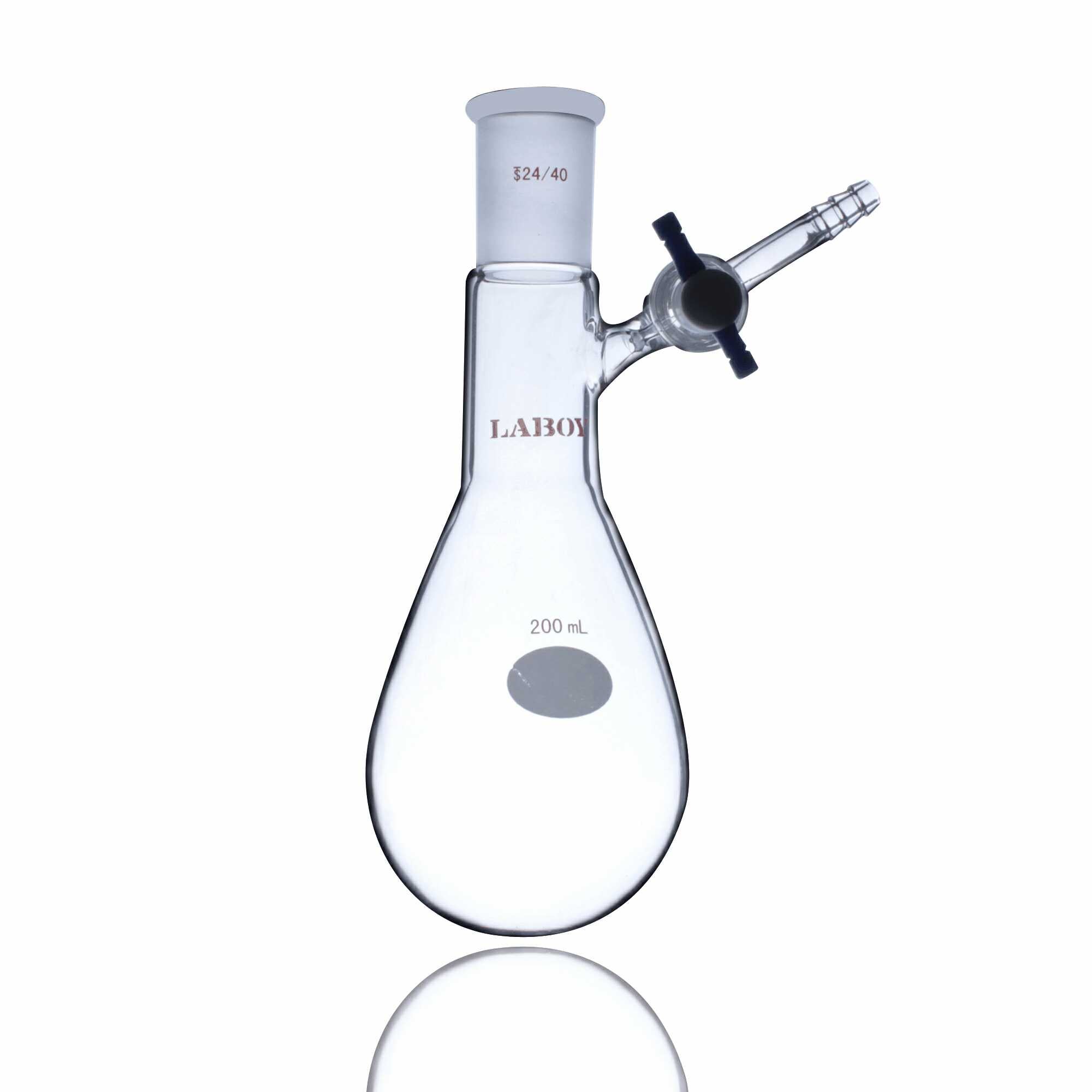 Labchen Flask Laboy Glass Schlenk Flask with Side Arm and Stopcock for Vacuum ...