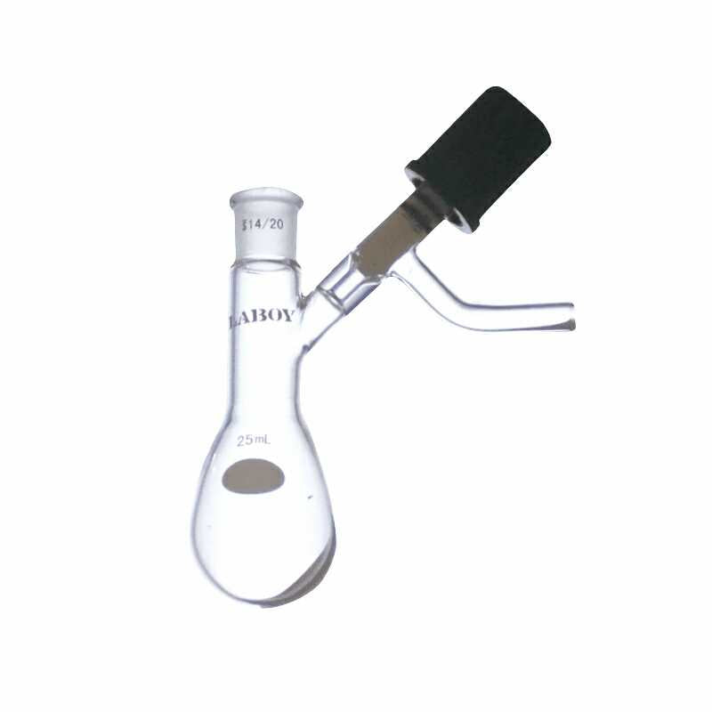 Glass Schlenk Flask with Standard Taper joint and Side Arm of PTFE Stopcock,Glass Stopcock,High Vacuum Valve
