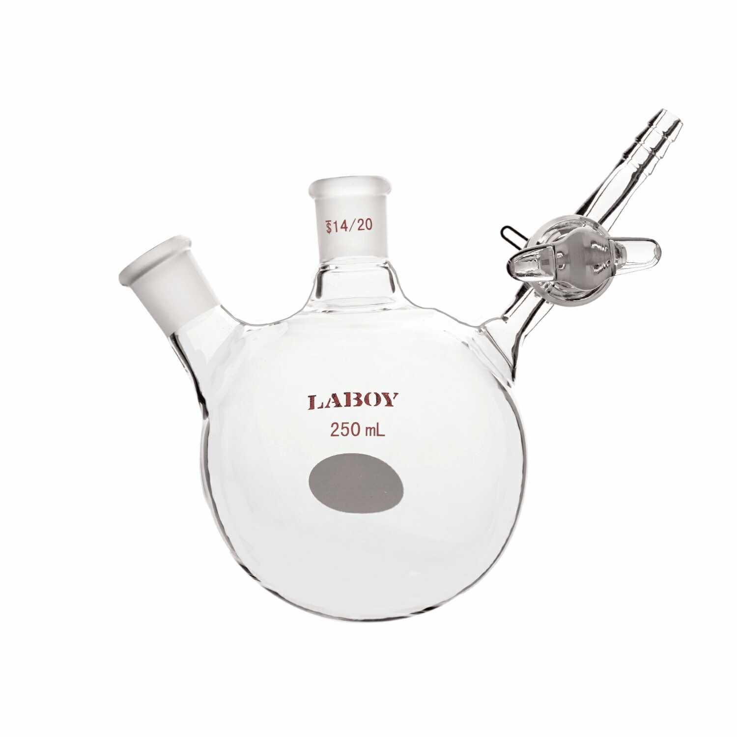 Laboy Glass 2-neck Round Bottom Schlenk Flask with 2 Standard Taper ...