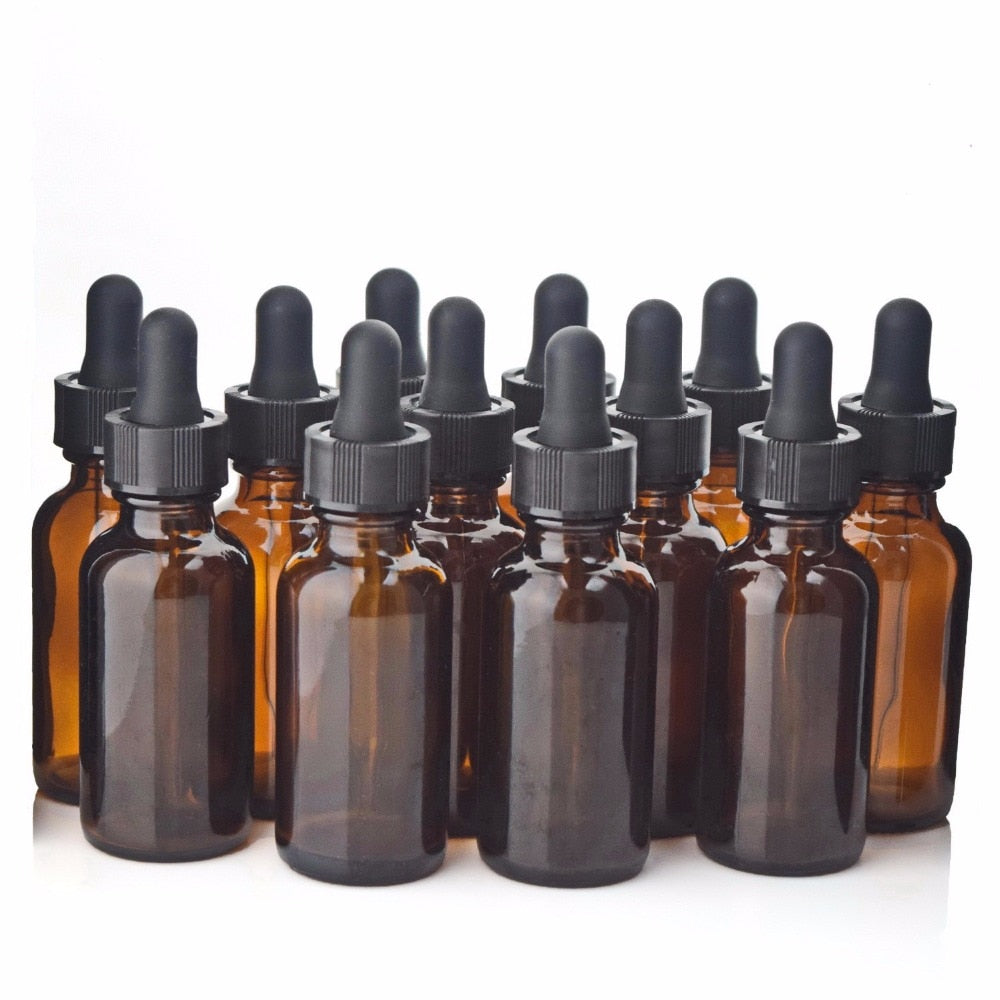 12pcs 30ml Amber Glass Liquid Reagent Pipette Bottle with Eye Dropper for Essential Oil Aromatherapy Chemistry Lab Chemicals 1oz - Scienmart