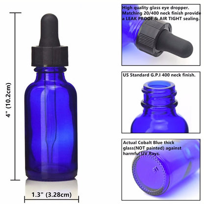 12pcs 30ml Blue Glass Pipette Bottle With Eye Dropper Dispenser for Essential Oils Aromatherapy Chemistry Lab Chemicals 1oz - Scienmart