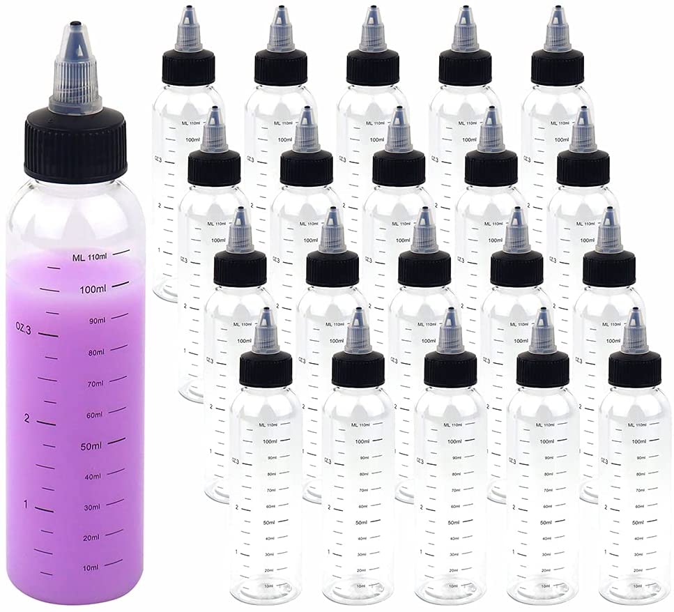 Plastic Dispensing Bottles with Twist Top Cap Squeeze Bottles with Graduated Measurements 5PCS of 30/60/100/120/250ml - Scienmart