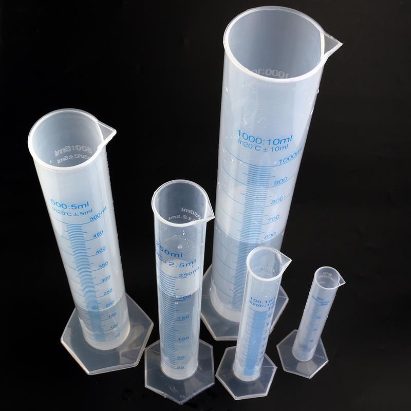 5pcs Transparent Measuring Plastic Graduated Cylinder Plastic Test Liquid Tube Lab Tool 50ml / 100ml / 250ml / 500ml / 1000ml - Scienmart