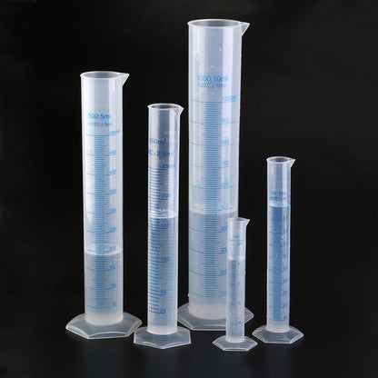 5pcs Transparent Measuring Plastic Graduated Cylinder Plastic Test Liquid Tube Lab Tool 50ml / 100ml / 250ml / 500ml / 1000ml - Scienmart